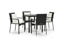 Garden Dining Set, Garden Dining Sets Vidaxl Preto Rattan / Vime (80 Cm Table Length)