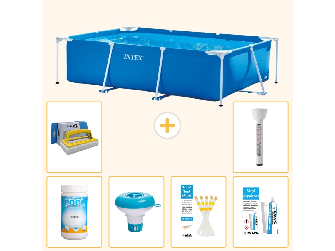Intex Piscina Com Estrutura Retangular - 300x200x75 Cm - 7-peças S21255