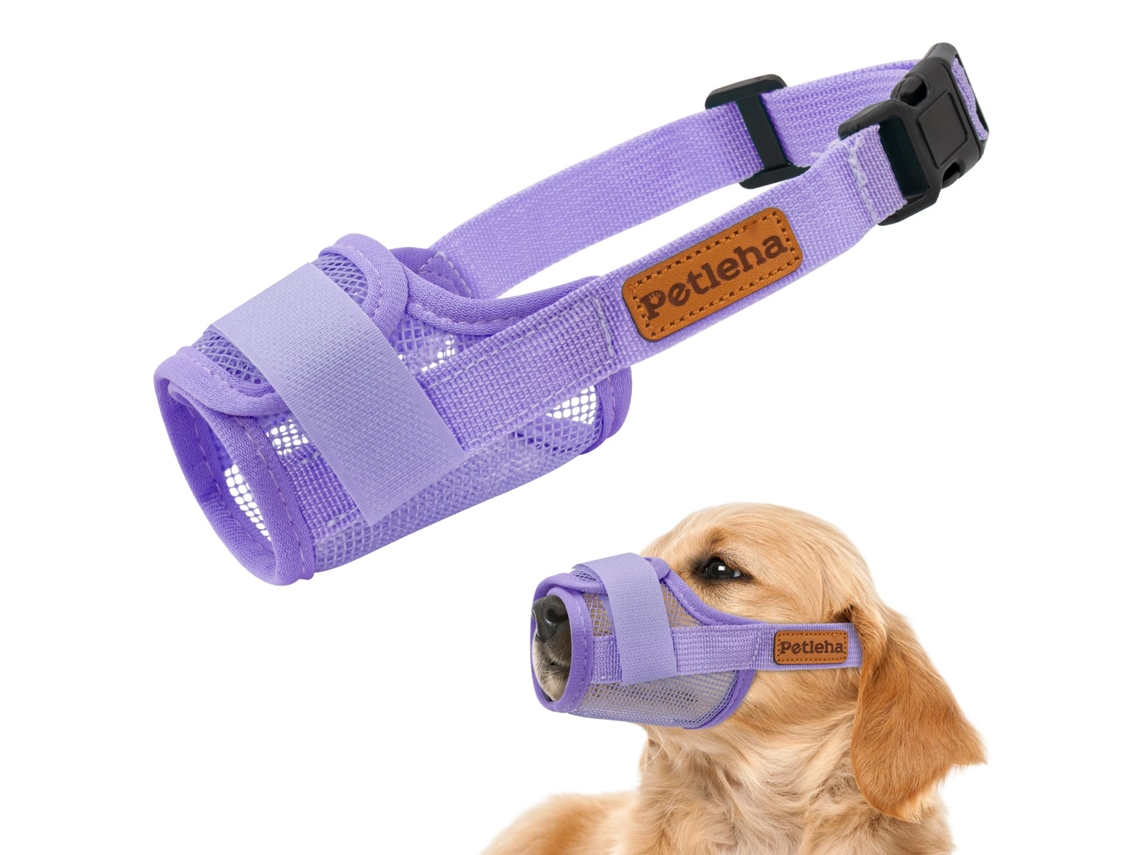 Focinhe de Malha Respirável para Cachorros, Ajustável Anti Mordida e Latido, Permite Beber Água, Roxo Tamanho Xl, para Todos os Portes de Cachorro