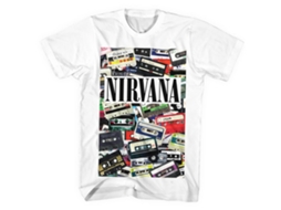 T-Shirt ROCK OFF Nirvana - Cassettes Branco (Tamanho: L)