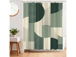 Cortina De Chuveiro Antimofo 180 X 180 Cm, Cortina De Chuveiro Com Estampa Geométrica, Tecido De Poliéster Impermeável E Lavável