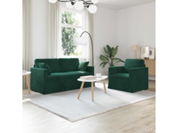 Vidaxl Conjunto De Sofás 2 Unid. Verde Escuro Veludo