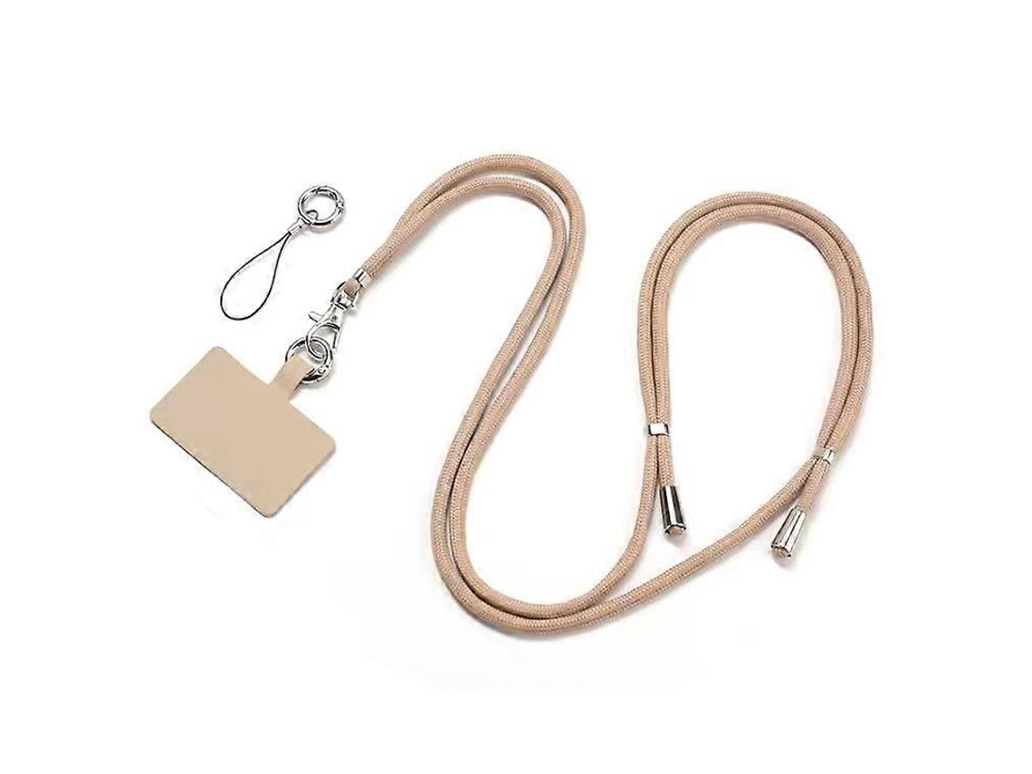 Cordão De Poliéster Para Celular Com Alça De Pescoço Ajustável De 5 Mm E Alça Transversal Para Celular Com Remendo (cáqui, Cáqui)