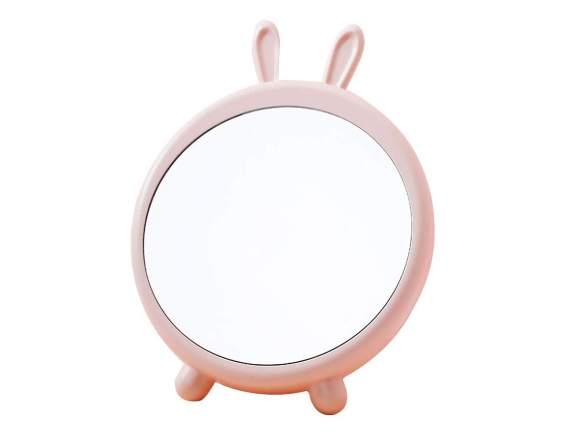 Espelho NOVA LINE de mesa, plegável, com coelho cartoon, rosa