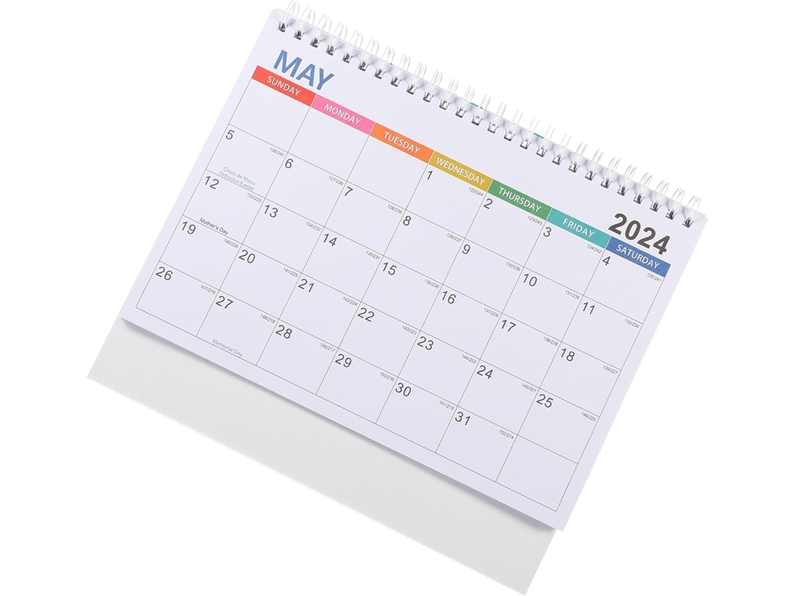 Calendário De Mesa Pequeno E Reutilizável, Autoportante, Leve,