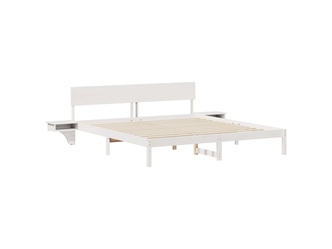 Conjunto 1 Estrado De Cama Plataforma Vidaxl Branco Madeira De Pinho Maciça (180 X 200 Cm)
