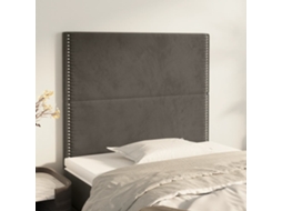 Cabecero de terciopelo de 2 piezas 100x5x78/88 cm gris oscuro
