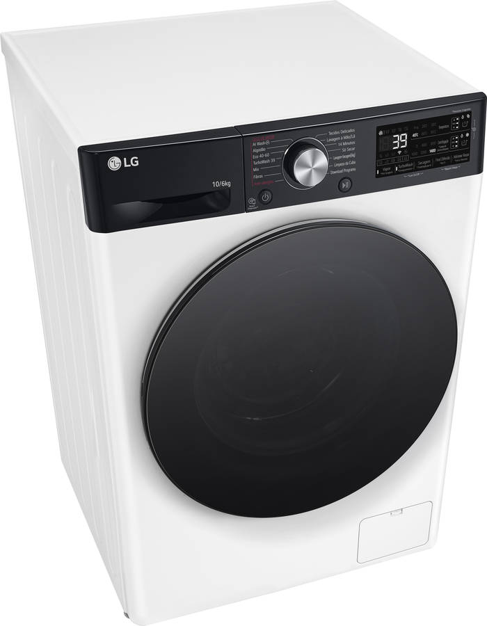 Máquina de lavar e secar roupa LG F4DR7510SGH, 10/6 kg, eficiência  energética A-10%/D, 1400 r.p.m., AI DD™, Steam™, TurboWash360™, EcoHybrid™,  branco