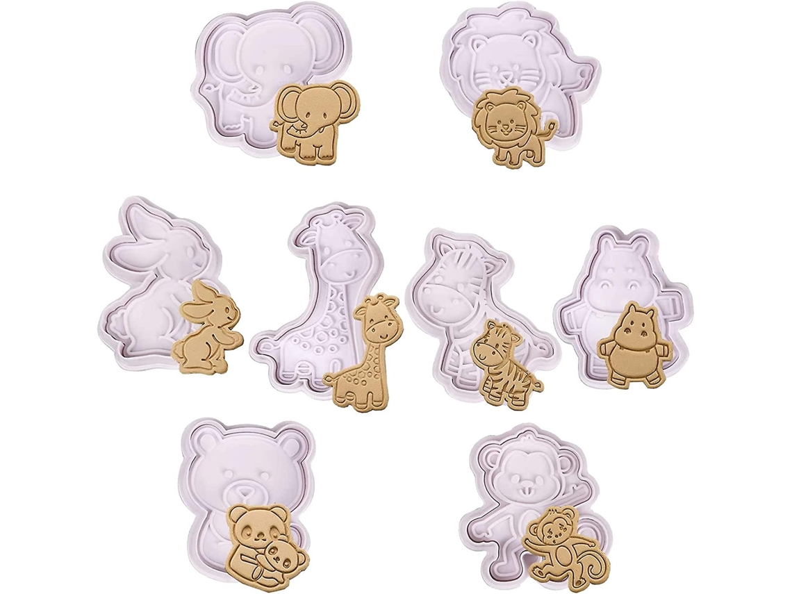Conjunto de 8 Moldes de Animales, Cortadores de Galletas Infantiles, Moldes Diy para Hornear Pasteles (animales)
