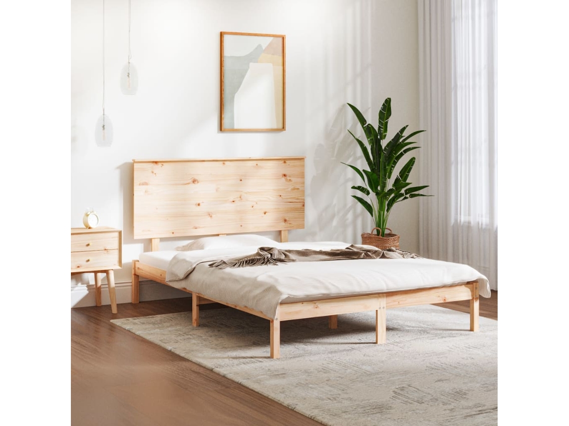 Cama Sem Colchão 140x190 Cm Madeira De Pinho Maciça