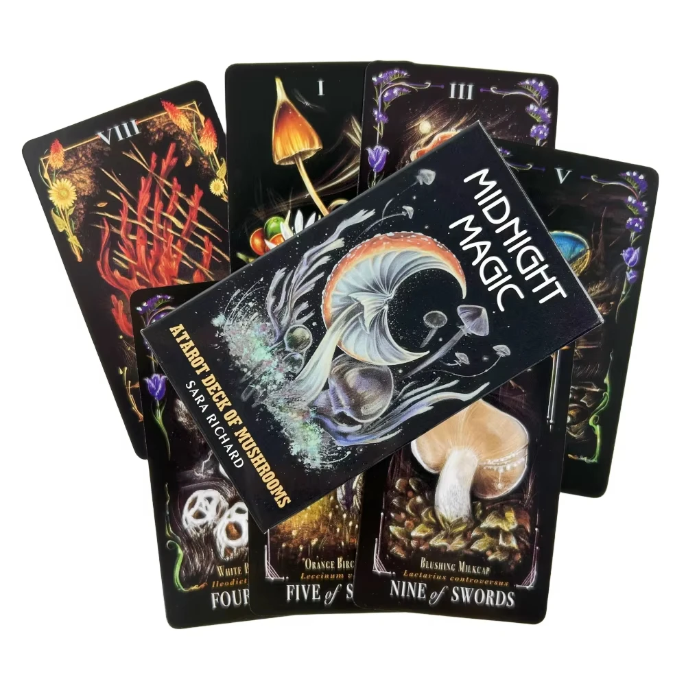 Tarot Cogumelo Mágico da Meia noite Cartas Oráculo de 78 Cartas Versão em Inglês Jogo de Adivinhação MDUG
