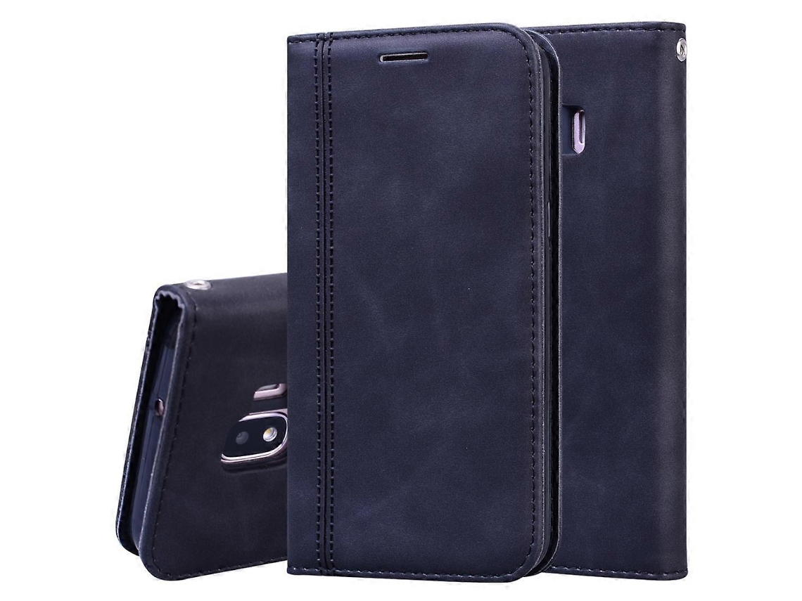Capa Fosca De Couro Pu Com Aba Horizontal E Fecho Magnético, Suporte, Compartimento Para Cartão E Cordão Para Samsung Galaxy J2 Core.