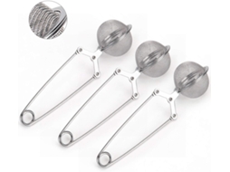 Conjunto De 3 Infusores De Chá Em Aço Inoxidável Com Cabo E Filtro Malha Para