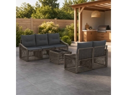 Vidaxl Conjunto De Sofá De Jardim 6 Unid. Cinzento Vime Pe