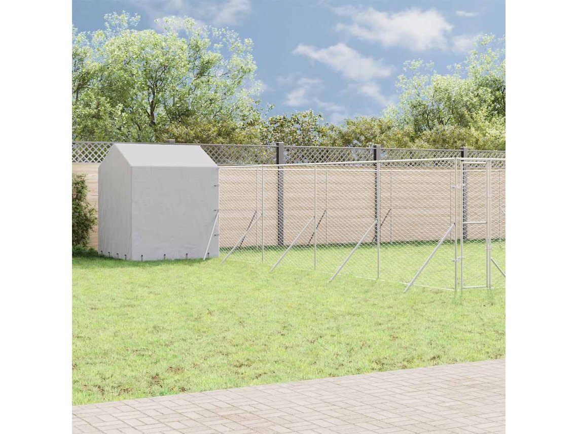 Vidaxl Canil De Exterior Com Teto 10x10x2,5 M Aço Galvanizado Prateado