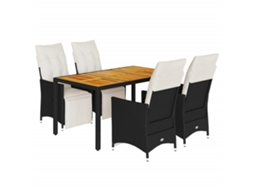 Garden Dining Set, Garden Dining Sets Vidaxl Preto Rattan / Vime (150 X 90 X 75 Cm)