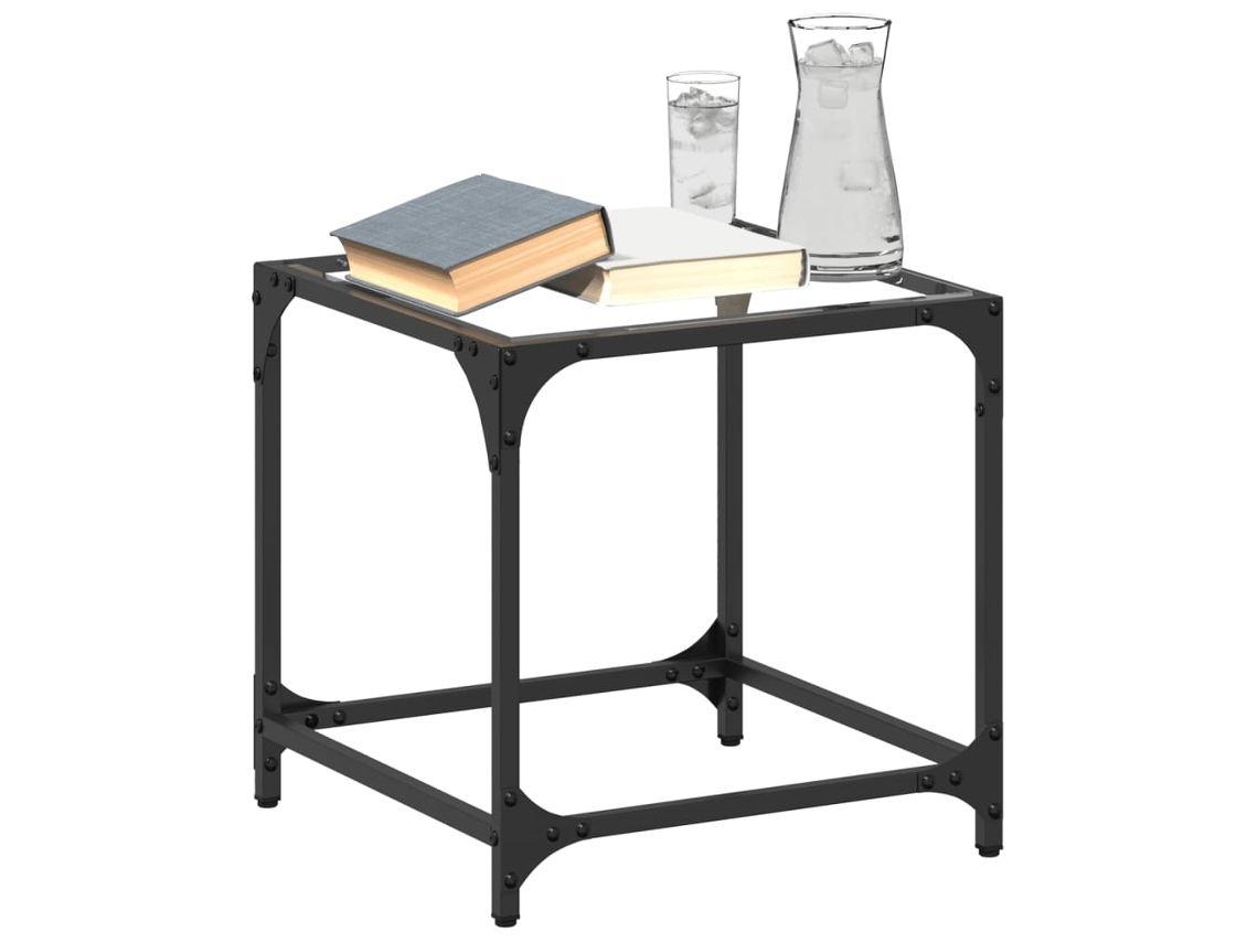 Vidaxl Mesa De Centro C/ Topo Em Vidro Transparente 40x40x40 Cm Aço