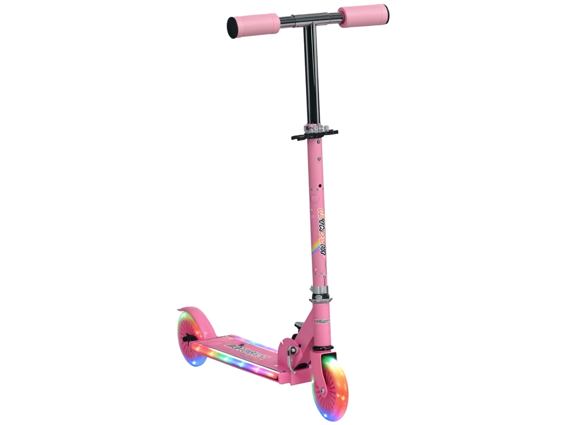 Scooter Dobrável Para Crianças De 3 A 7 Anos, Rodas Musicais Pus Leves 67 X 32 X 78 Cm Rosa-tx