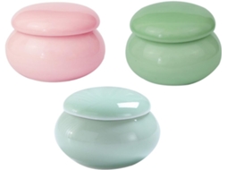 Conjunto de 3 potes cosméticos multiuso de cerâmica com tampa, caixa de armazenamento vermelha