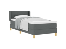 Cama De Solteiro | Camas Para Quarto | Cama Box Com Colchão Cinza Escuro 200 X 100 Cm Poliéster