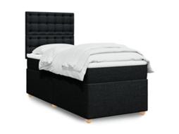 Vidaxl Cama Com Molas/colchão 90x200 Cm Tecido Preto