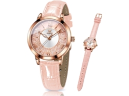 Lurelia Relógio Mecânico Feminino, Movimento De Quartzo, Detalhes Com Strass, Mostrador Esqueleto, 7,9 Polegadas, 200 Mm, Couro, Resistente À Água 30m