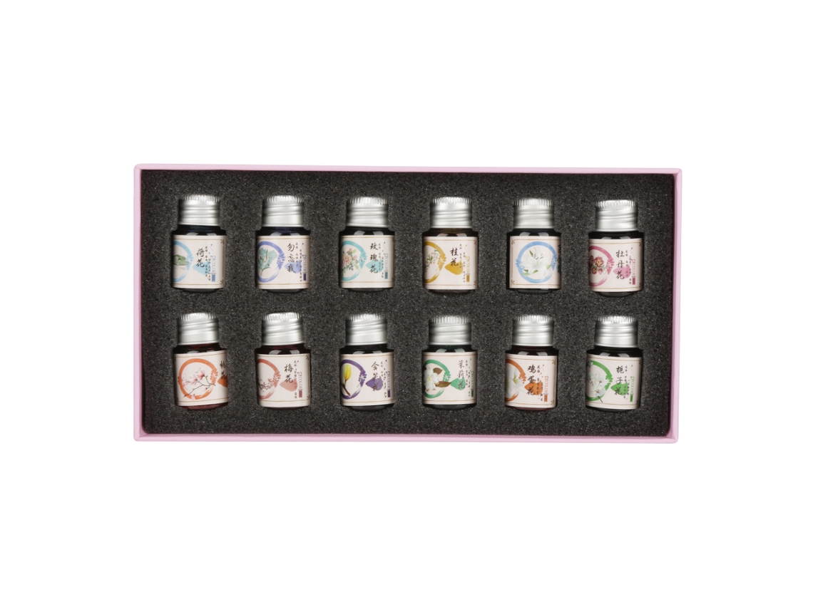 Tinta para Caneta de Vidro com Pó Dourado e Aroma Floral, 12 Cores AQUAFORGE