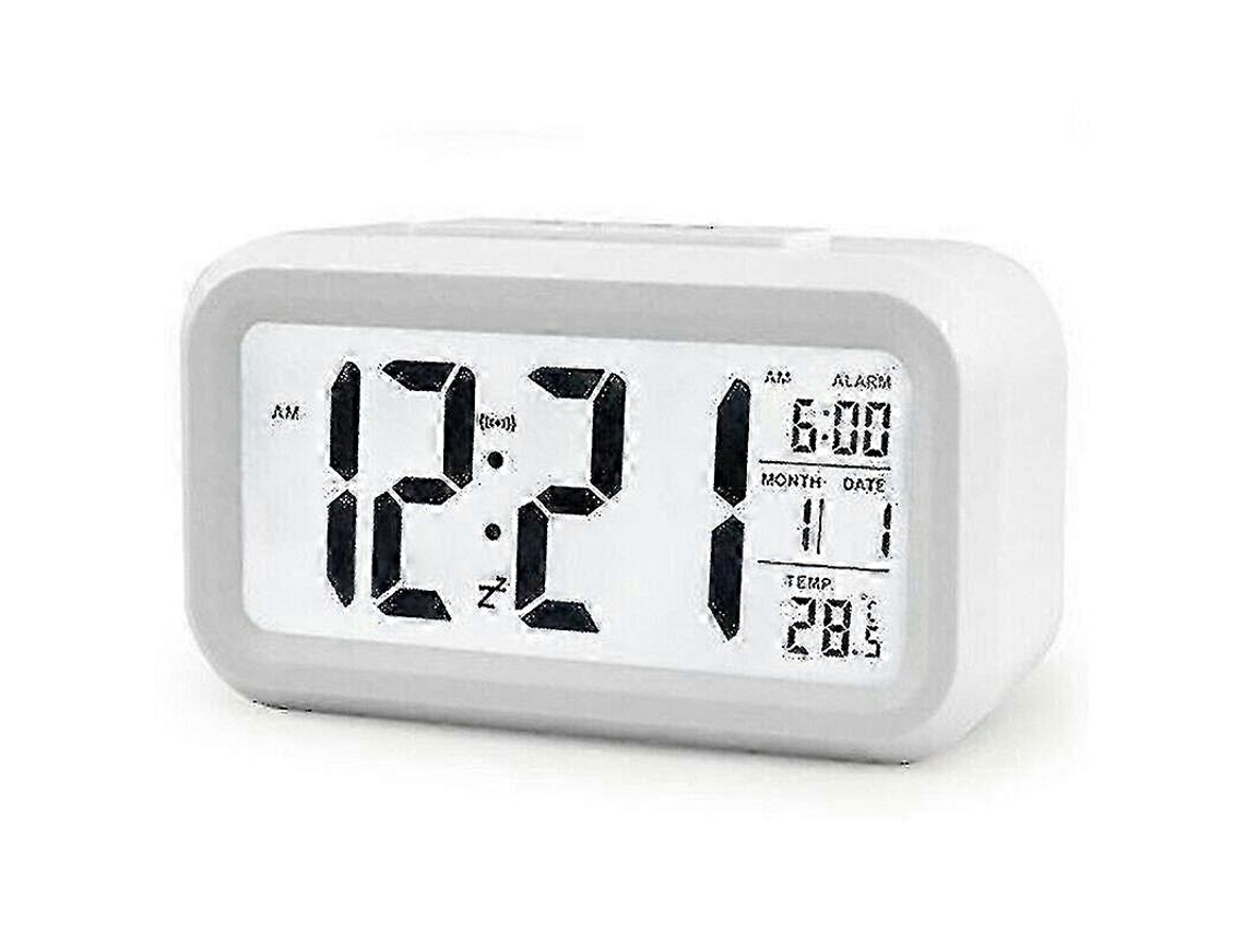 Square Digital Desk Alarm Clock With Backlight Function White