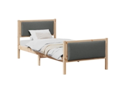 Estrutura da Cama com Cabeceira Cinza Escuro Tecido MAISON EXCLUSIVE 90x200 cm