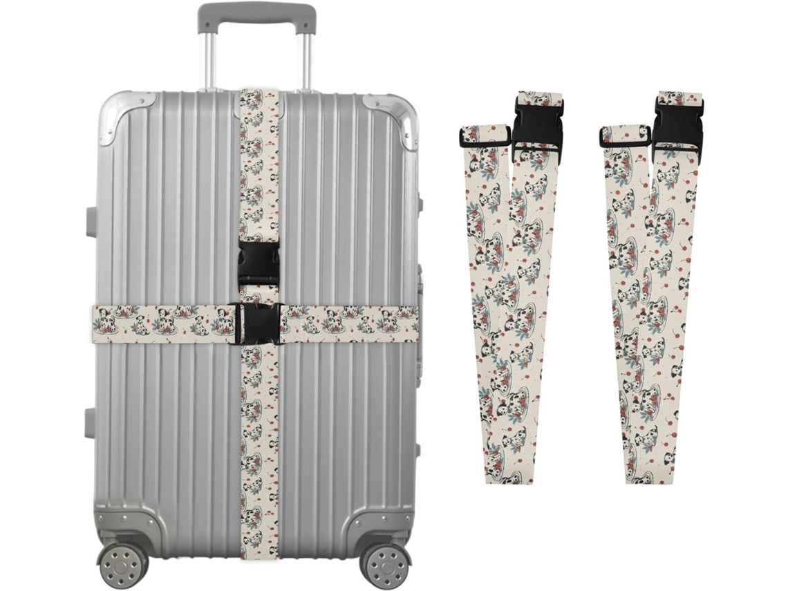 Conjunto De 2 Cintas Bagagem Com Estampa Dálmata Em Formato Cereja, Ideais Para Malas De Viagem, Acessórios Para
