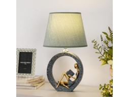 Luminária De Mesa Decorativa Creative Girl Com Base Em Formato Figura Leitora, Verde Escuro E Dourado, Altura 43cm