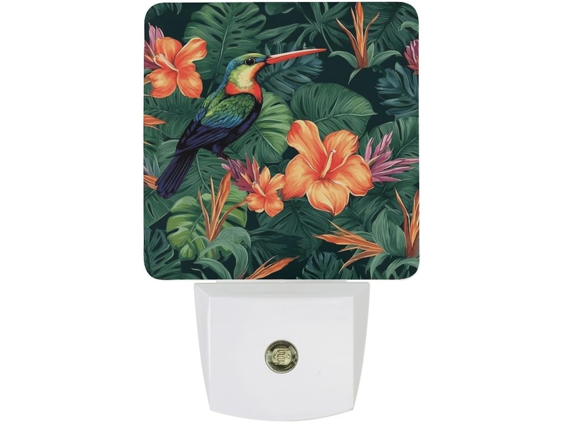 Luminária Noturna Com Design De Plantas Tropicais, Pássaros E Flores Luminária Noturna Decorativa, Ideal Viagens