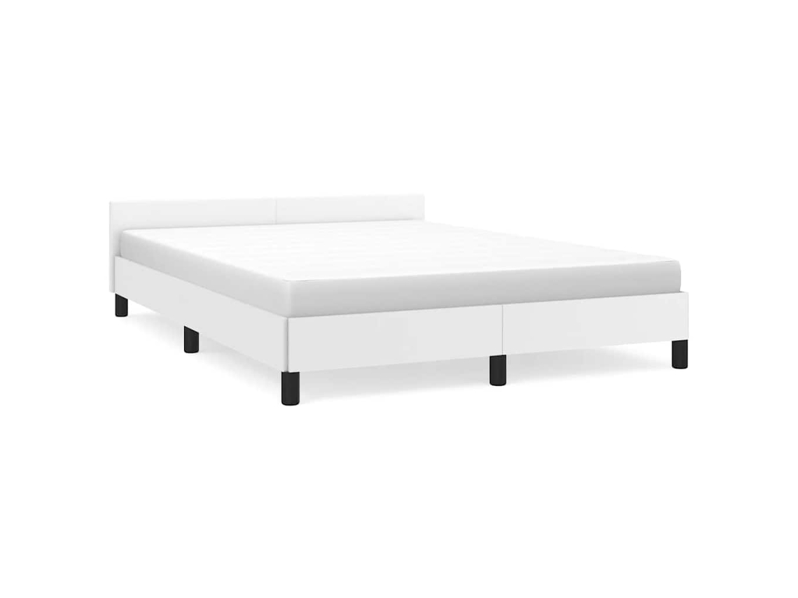 Bed Frame With Headboard, Bed Frames With Headboard Vidaxl Branco Couro Artificial (140 X 190 Cm)