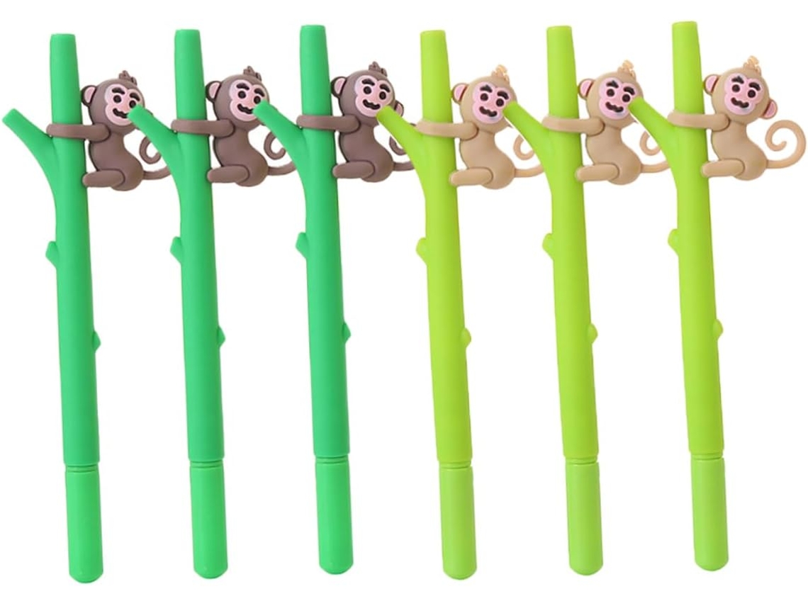 Canetas Em Gel Corpo Ergonômico De Plástico, Macacos Fofos, Ponta