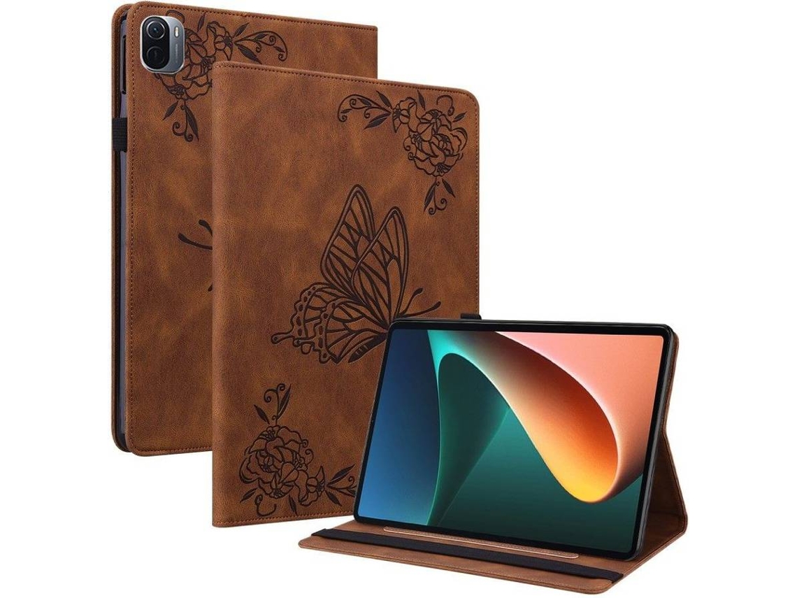 Capa Tablet Xiaomi Pad 5/Pad 5 Pro HFS HOUSE Borboleta Castanho