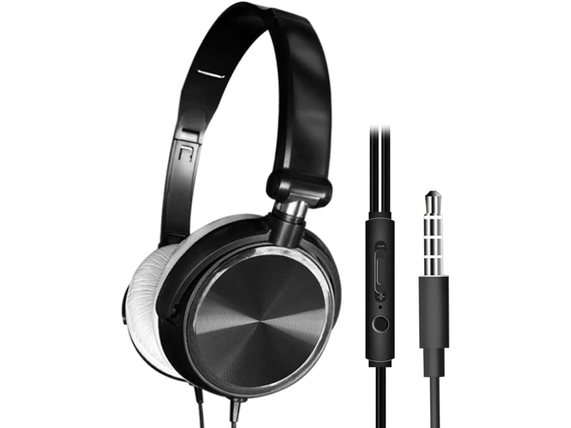 Fone De Ouvido Portátil S1 Com Fio 3, 5mm, Estéreo E Dobrável, Preto, Com Microfone