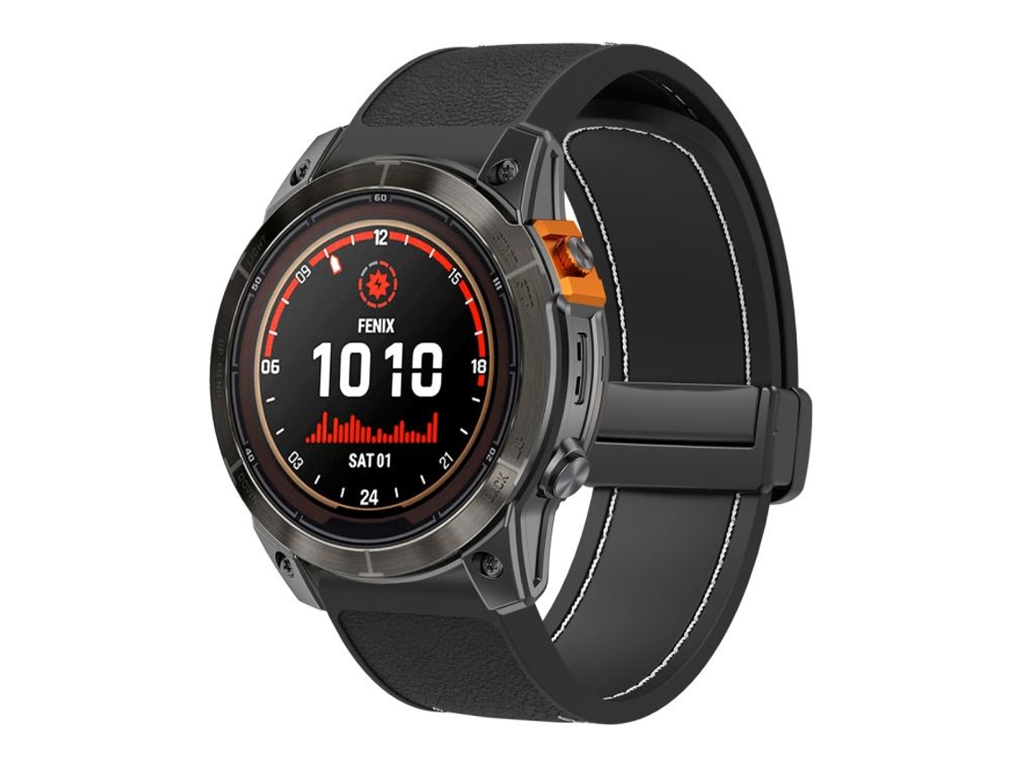 Bracelete para Garmin Silicone dobrável com fivela magnética rápida preto e branco (22mm)