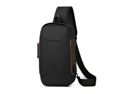 Bolsa Tipo Tiracolo Antifurto Mochila De Peito À Prova D'água Com Carregamento Usb Mochila De Ombro Ouro Preto*