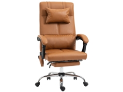 Cadeira De Escritório Com Massagem,aquecimento Lombar,6 Pontos De Massagem,5 Modos,suporta 120 Kg,couro Sintético,cor Castanho Claro