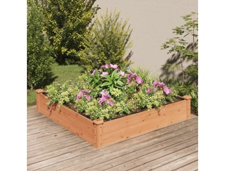 Canteiro Elevado C/ Forro 120x120x25 Cm Abeto Maciço Castanho