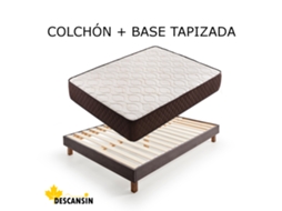 Pack Colchão e Base de Descanso Estofada | 135 x 190 | Cinza | Ideal para pessoas com dores nas costas | Base estofada silenciosa
