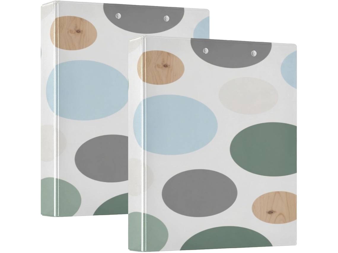 Massa minimalista de 1 a 2 unidades com círculos simples em tons pastel, cadeados, argolas com sacos, pacote com 200 folhas.