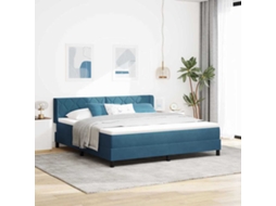 Vidaxl Cama Box Com Cabeceira Manual Azul Escuro 200 X 180 Cm Veludo