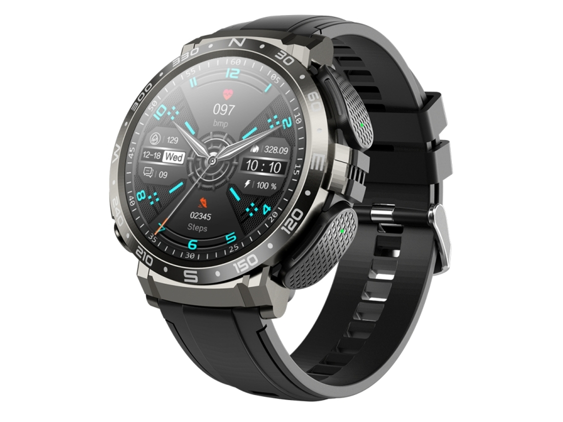 Smartwatch 2 Em 1 Com Tela Redonda De 1,52 Polegadas, Fone De Ouvido Bluetooth E Memória De 512 Mb. (preto)
