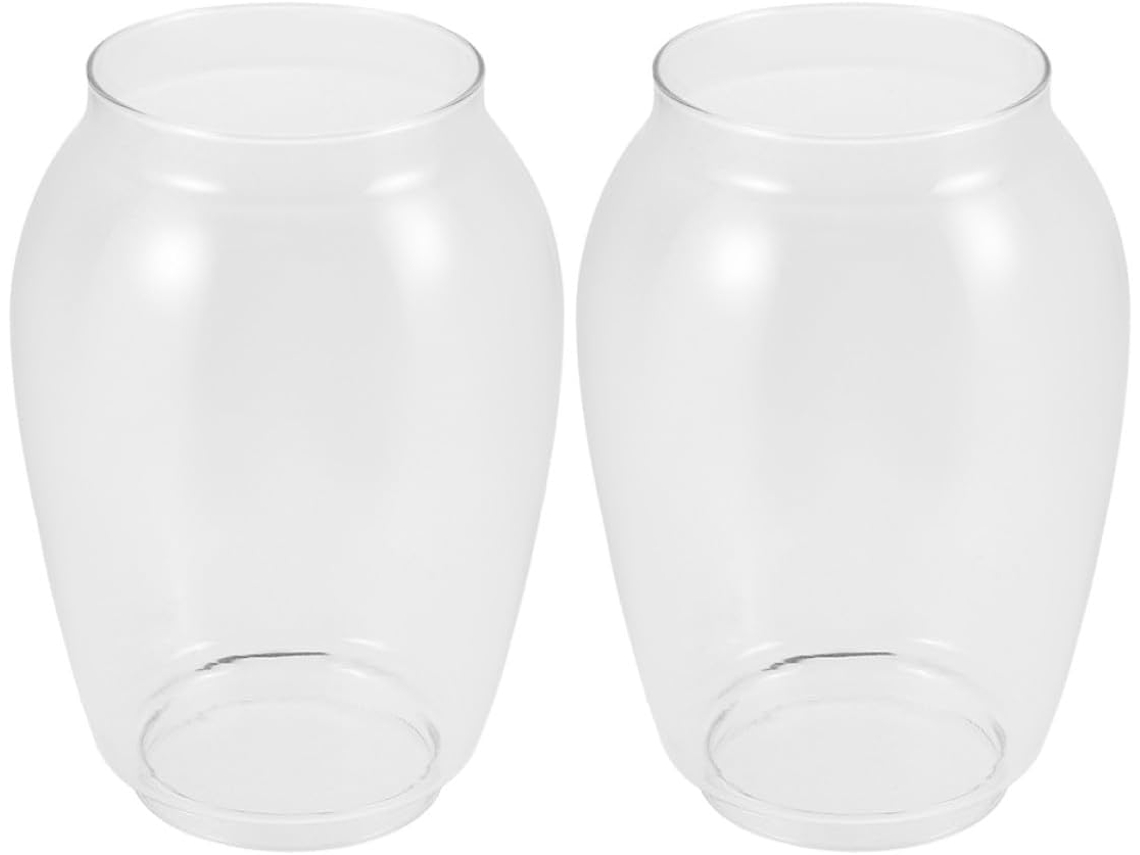 Conjunto de 2 Cúpulas de Vidro Transparente para Candeeiros de Óleo Vintage, Formato Redondo, Iluminação Suave. SFUSHOS