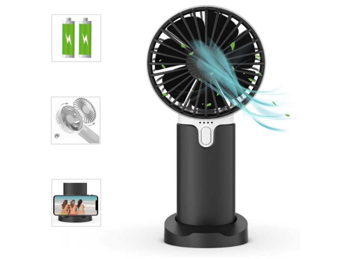 Miniventilador Portátil Portátil, Ventilador De Mesa Usb Com Bateria Recarregável 2400mah, Ventilador De Mesa De Cooling Externo Yizhood (preto)