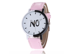 Reloj De Cuarzo Con Correa De Cuero Pu Fashion Dial Redondo Para Parejas(rosado)