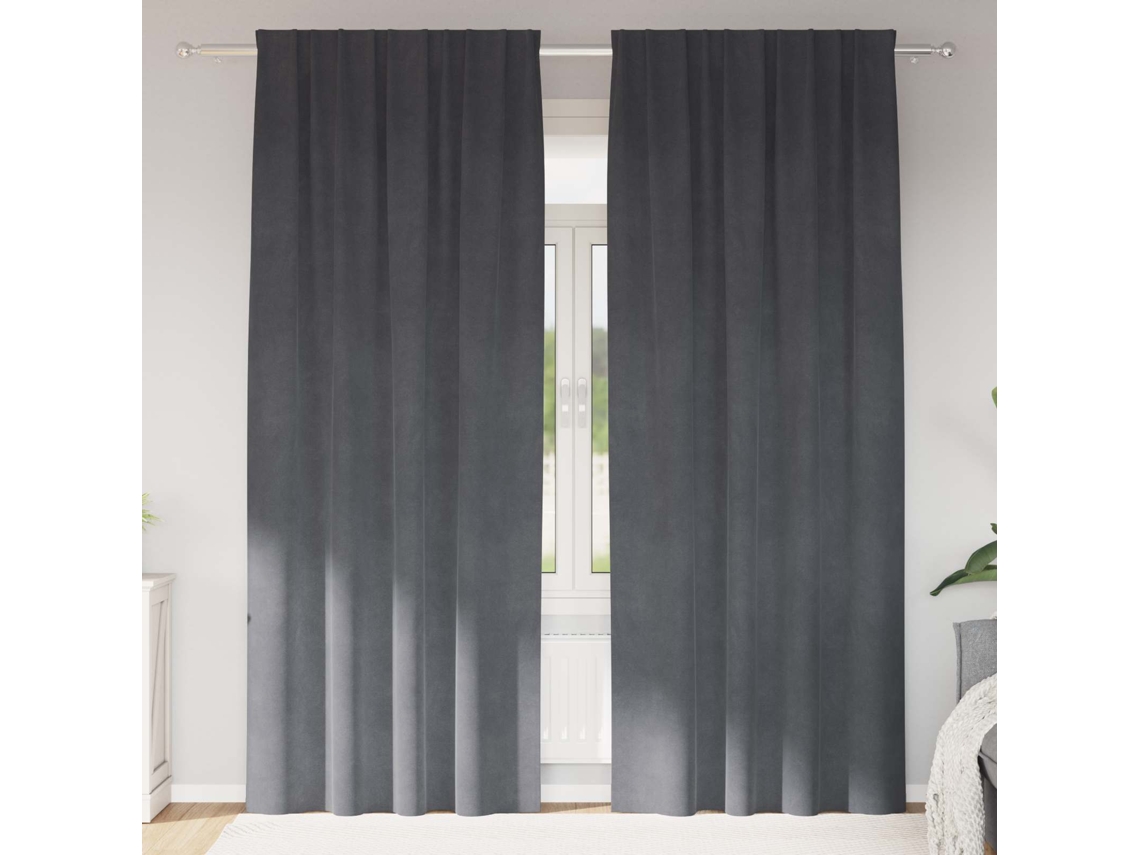 Vidaxl Cortinas Opacas 2 Unid. Cinzento-claro 140 X 225 Cm Veludo