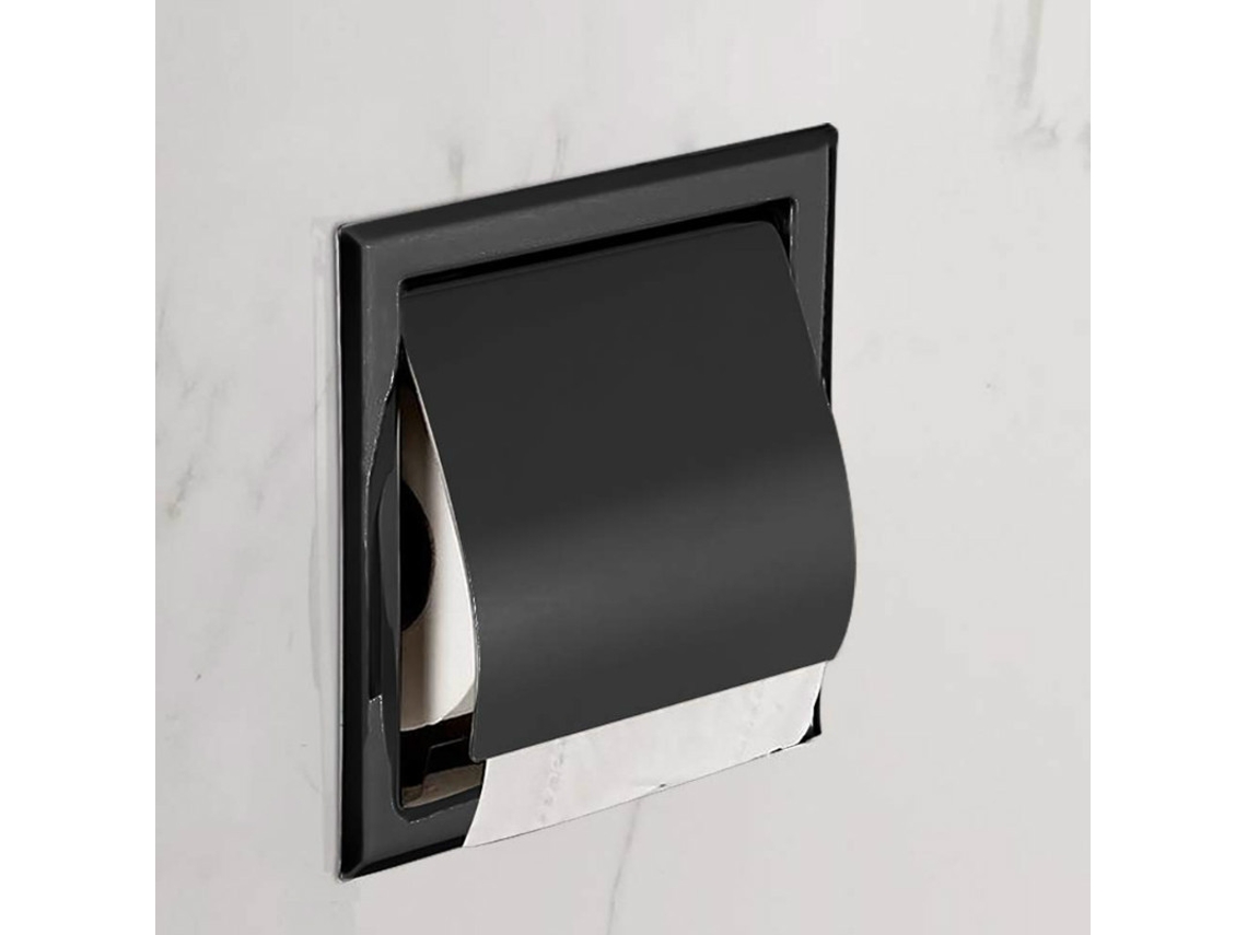 Porta papel Higiênico Embutido em Aço Inoxidável, Preto Fosco BRILVIBERA