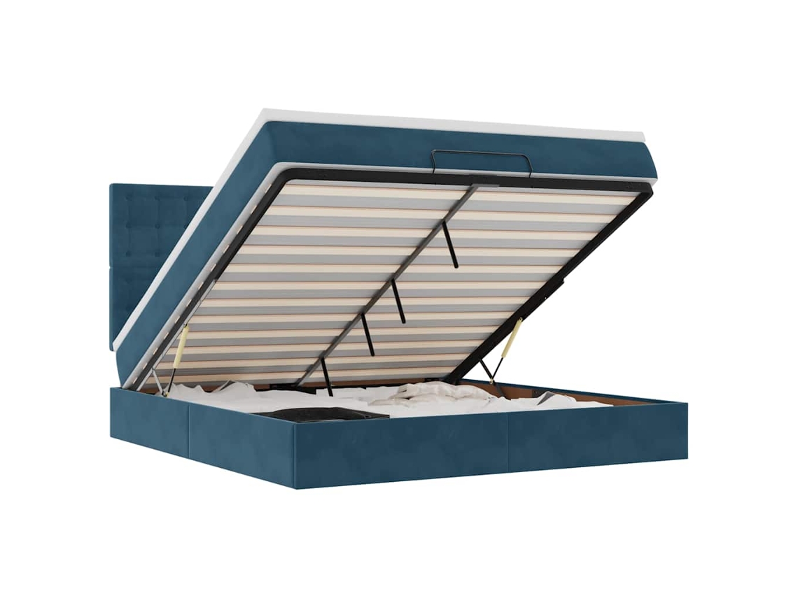 Estrutura Cama Otomana Colchões MAISON EXCLUSIVE Veludo Azul Escuro 180x200 cm